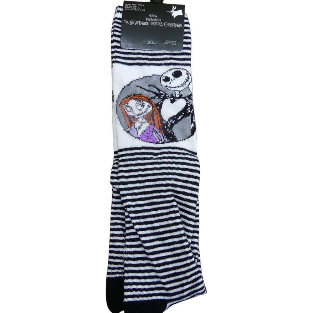 Disney Knee High Socks Womens 4-10 Black White NWT Nightmare Before Christmas